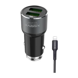 Xssive C30L Duo Car Charger+Cable for iPhone 3.6A - Zwart