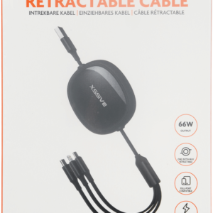 Xssive 3in1 Retractable Fast Charging Cable XSS-3IN1DESK2B - Zwart