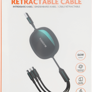 Xssive 3in1 Retractable Fast Charging Cable XSS-3IN1DESK2GR - Groen
