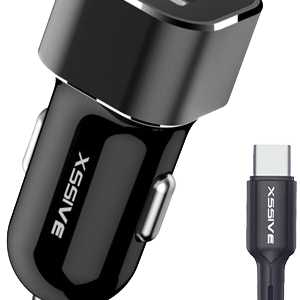 Xssive C29N Duo Car Charger + Type-C Cable 2.4A - Zwart