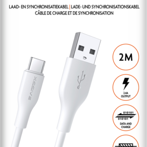 Xssive TPE Serie USB to Type-C Cable 2m XSS-TPE2M USB-C - Wit